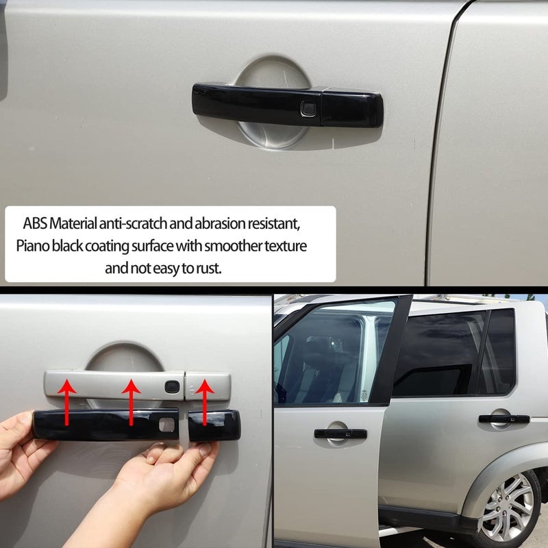 YUECHI Gloss Black Door Handle Cover Trim for Land Rover Range Rover Sport 2010-2013 / Discovery 4 LR4 2009-2016 with 4 Smart Keyhole - Image 3